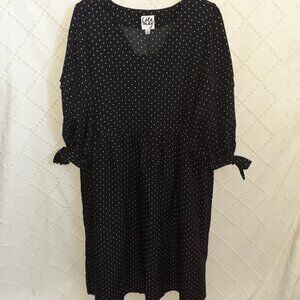 LOLA MAY DRESS FLOWY BLACK/WHITE POLKA DOT SMOCK PUFF SLEEVE-WOMENS PLUS SIZE 18